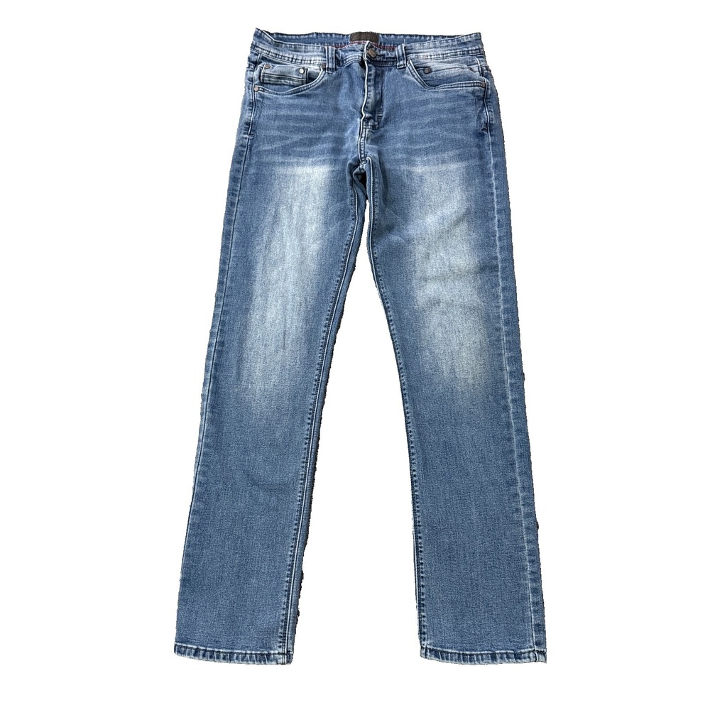 Steve's Jeans Mens 32x32 Medium Wash Straight Leg Stretch Denim Faded Whiskered